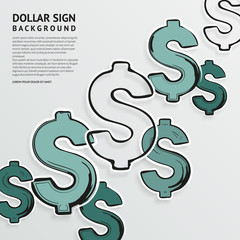 Hand drawn dollar signs on white background. Vector.