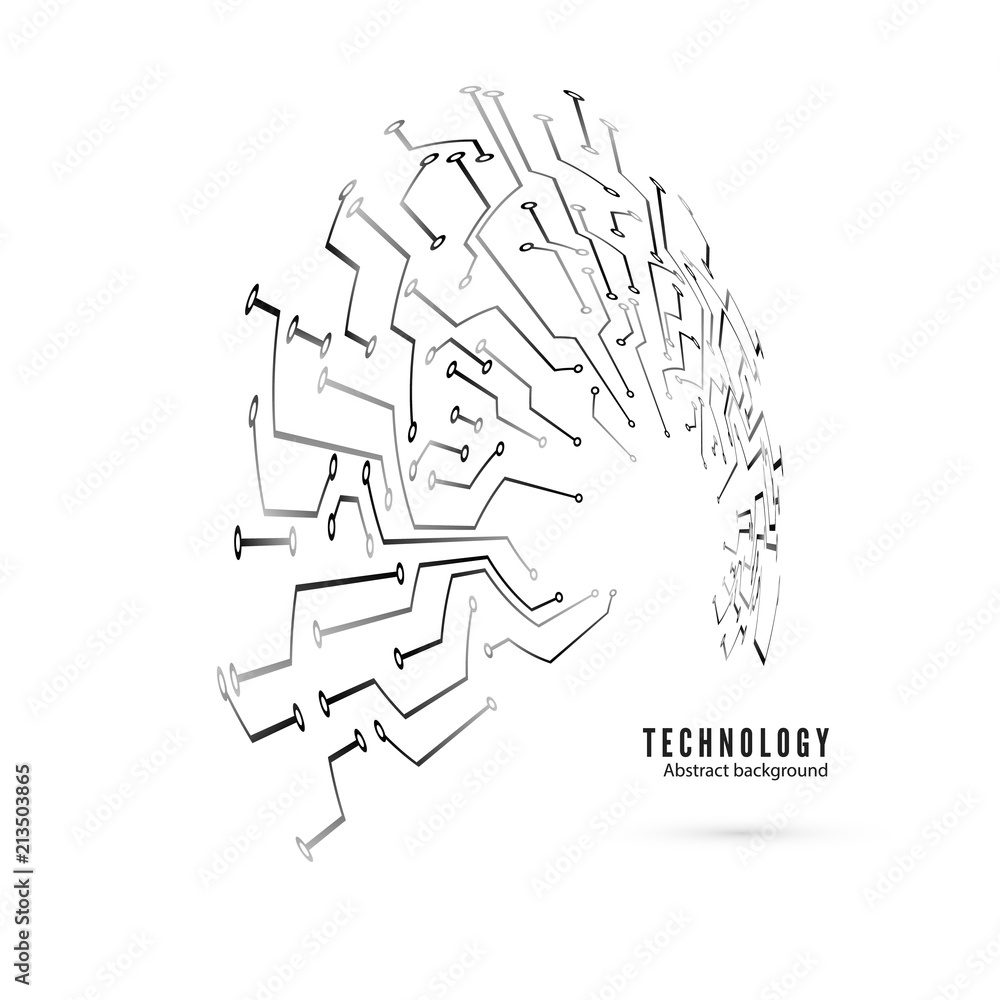 Poster circuit pattern. abstract technology circuit board circle background. vector illustration isolated o