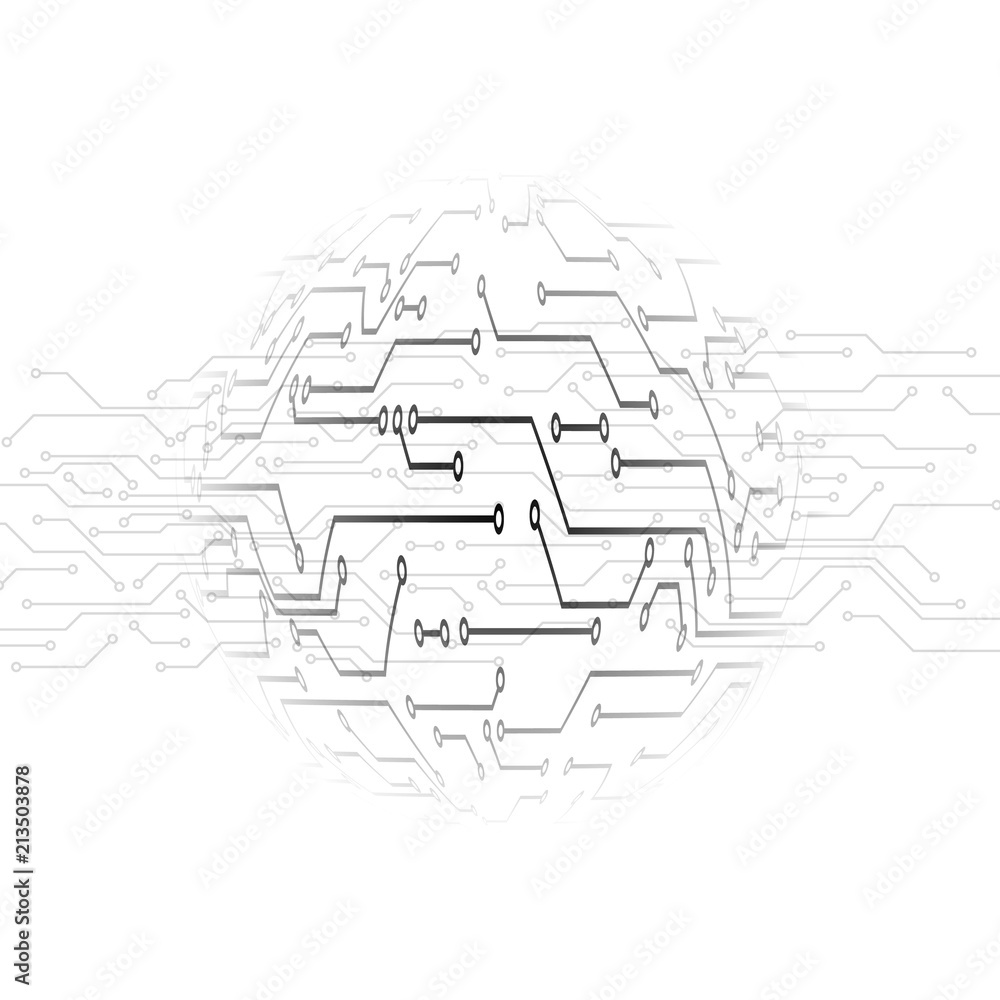 Poster circuit pattern. abstract technology circuit board circle background. track microcircuit under the m