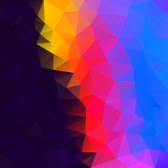 vector abstract irregular polygonal square background - triangle low poly pattern - vibrant neon rainbow full color spectrum