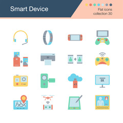 Smart Device icons. Flat design collection 30. For presentation, graphic design, mobile application, web design, infographics.