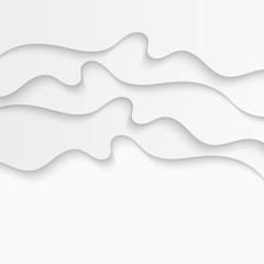 Abstract paper cut background. Wavy white illustration.