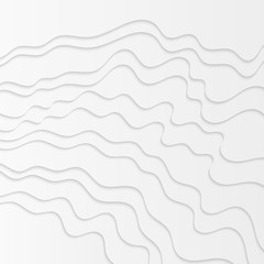 Abstract paper cut background. Wavy white illustration.