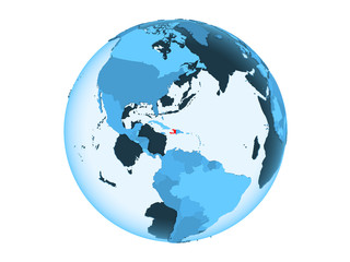 Haiti on blue globe isolated