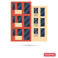 Modern multi apartment house color flat icon