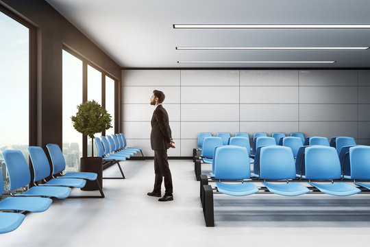 businessman in waiting area hall