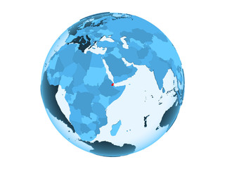 Djibouti on blue globe isolated