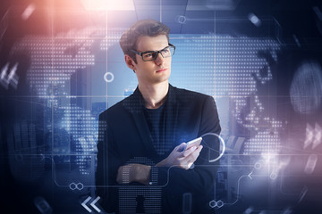 young businessman with smartphone