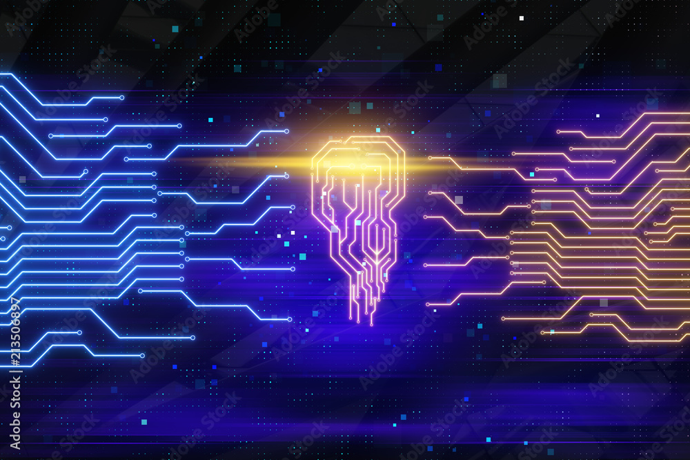 Poster circuit board brain shape