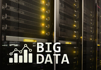 Big data analysing server. Internet and technology.