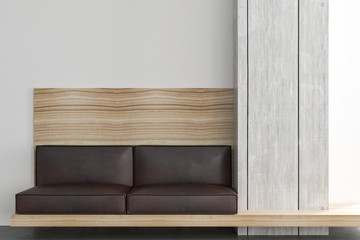 minimalistic brown leather sofa