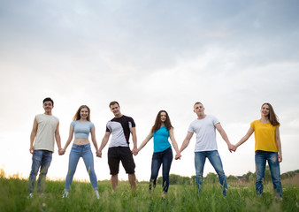 Group of young people on the field