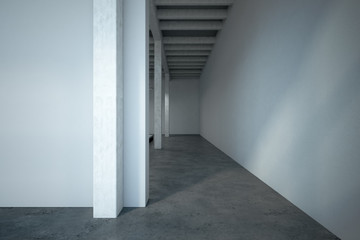 mockup wall in loft corridor