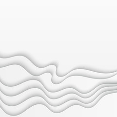 Abstract paper cut background. Wavy white illustration.