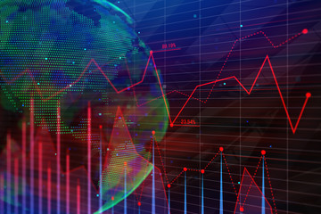 globe and financial chart