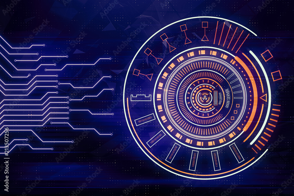 Poster abstract circuit board and button