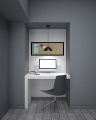 Obraz na płótnie Canvas mockup computer monitor in hipster room