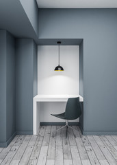 white desk in empty room