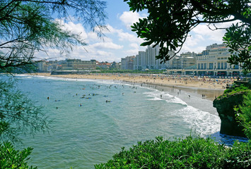 Grande Plage beach in Biarritz, France.