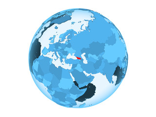 Georgia on blue globe isolated