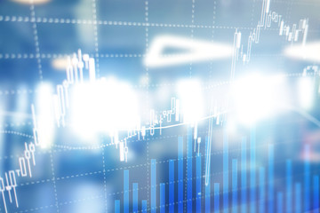 Naklejka premium Forex trading, Financial market, Investment concept on business center background.
