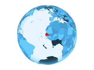 Senegal on blue globe isolated