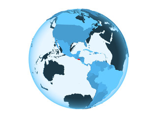 El Salvador on blue globe isolated
