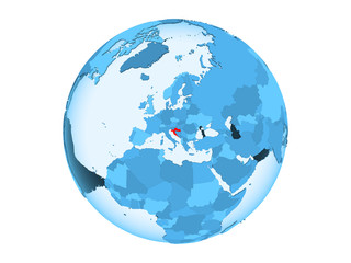Croatia on blue globe isolated