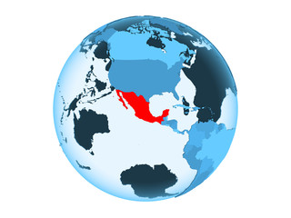 Mexico on blue globe isolated