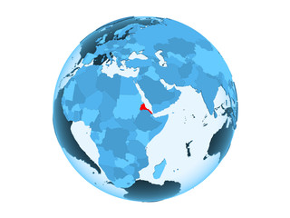 Eritrea on blue globe isolated