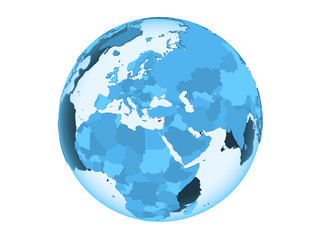 Cyprus on blue globe isolated