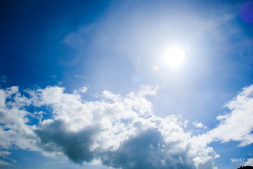 Naklejka na ściany i meble Sun and cloud on blue sky background