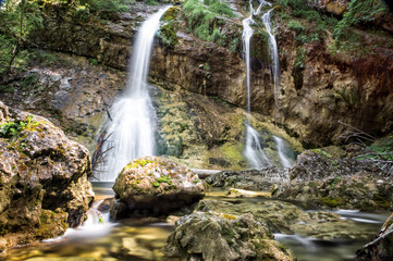 Small rapids and waterfalls at Hell (Pekel) gorge in Borovnica near Ljubljana