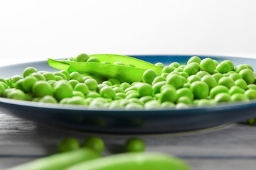 Fresh green peas close up