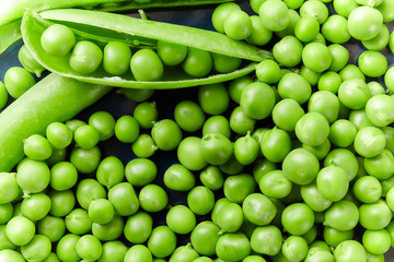 Fresh green peas close up