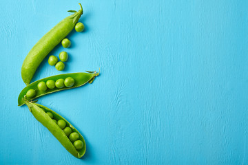 Fresh green peas close up