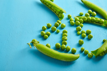 Fresh green peas close up