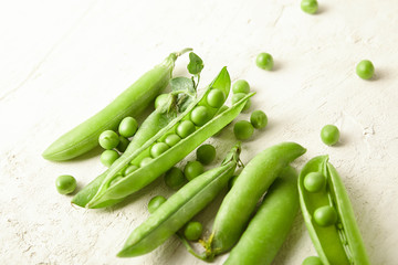 Fresh green peas close up