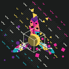 Colorful ornaments with feathers