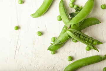 Fresh green peas close up