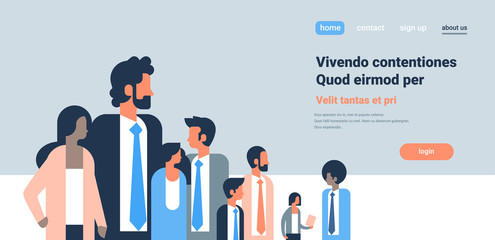 business people group communication concept couple man woman mix race team portrait flat copy space horizontal vector illustration