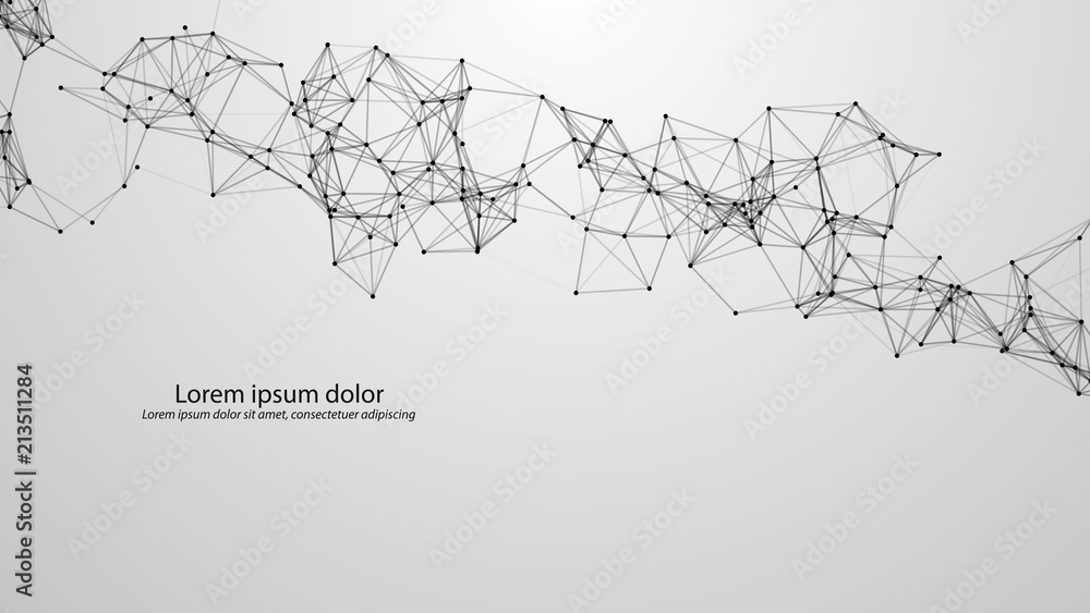 Poster Abstract connecting dots and lines. Vector technology background. Global network connection.