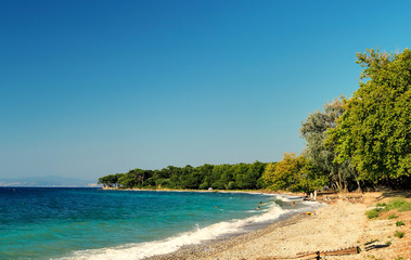 Fototapeta na wymiar Kusadasi turkey beachfront and sea views. The nearest national park