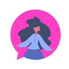 woman character chat bubble female avatar isolated cartoon portrait flat vector illustration