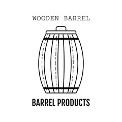 Wooden barrel for beer, water and beverages. Flat icon for site, business. Vector illustration