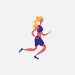 Fototapeta na wymiar running woman cartoon character sportswoman activities isolated healthy lifestyle concept full length flat vector illustration
