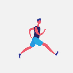 Fototapeta na wymiar running man cartoon character sportsman activities isolated healthy lifestyle concept full length flat vector illustration