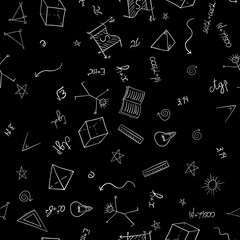 abstract vector school doodles seamless pattern