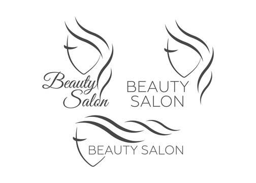 Beautiful woman vector logo template for hair salon, beauty salon, cosmetic procedures, spa center. Beauty logo for hair salon
