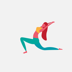 Fototapeta premium woman doing yoga exercises cartoon character sportswoman activities isolated healthy lifestyle concept full length flat vector illustration